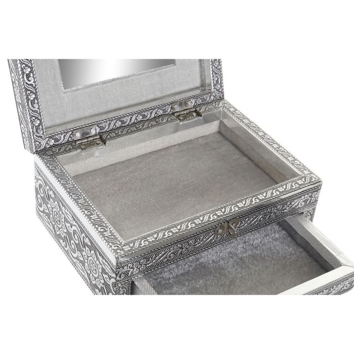 DKD Home Decor Joyero Indio Plateado Natural Madera Aluminio 12.5 x 8.5 x 17.5 cm 3