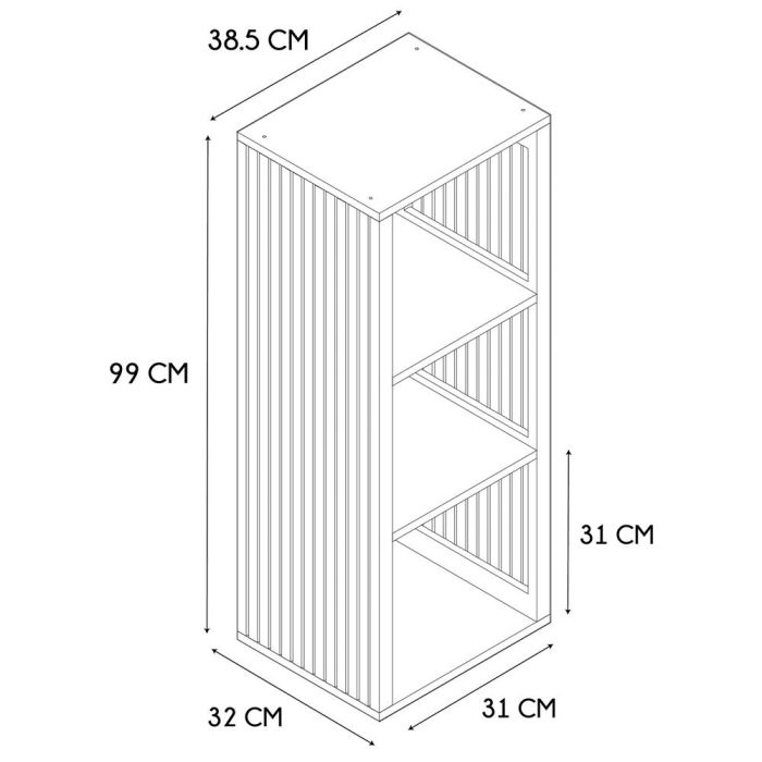 Home Deco Factory Estantería Klaus de 3 compartimentos, madera aglomerado y MDF, 38.5x32 cm, h.99 cm 6