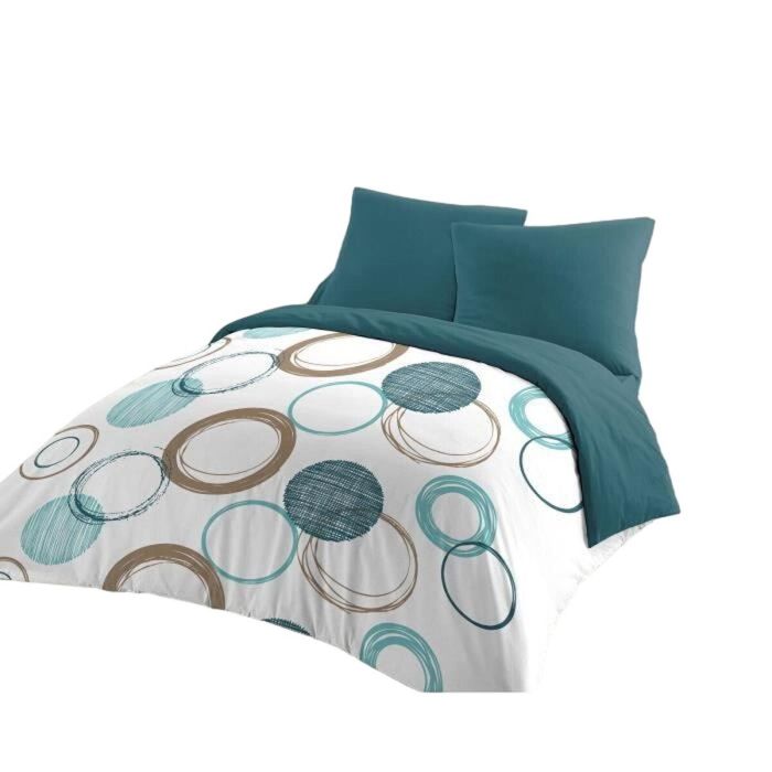 Home Linge Passion HOM3701393712736 Juego de edredón Audace - edredón 240x260 cm, 2 fundas almohada 63x63 cm - Azul pato
