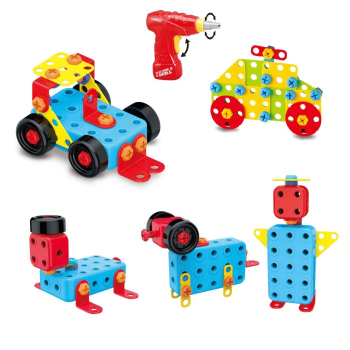 Tachan Set De Construcciones Con Destornillador Eléctrico para Juego 2D y 3D, Estimula Visión Espacial y Motricidad Fina 1