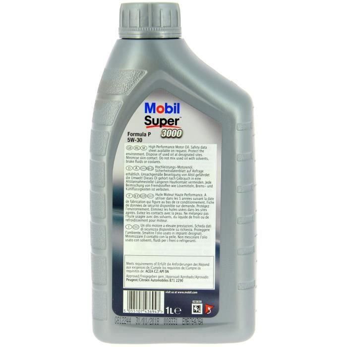 Mobil S3000 Formula-P Aceite de motor sintético 5W30, 1 Litro, prolonga vida y eficiencia sistemas de emisiones Diesel/Gasolina 1