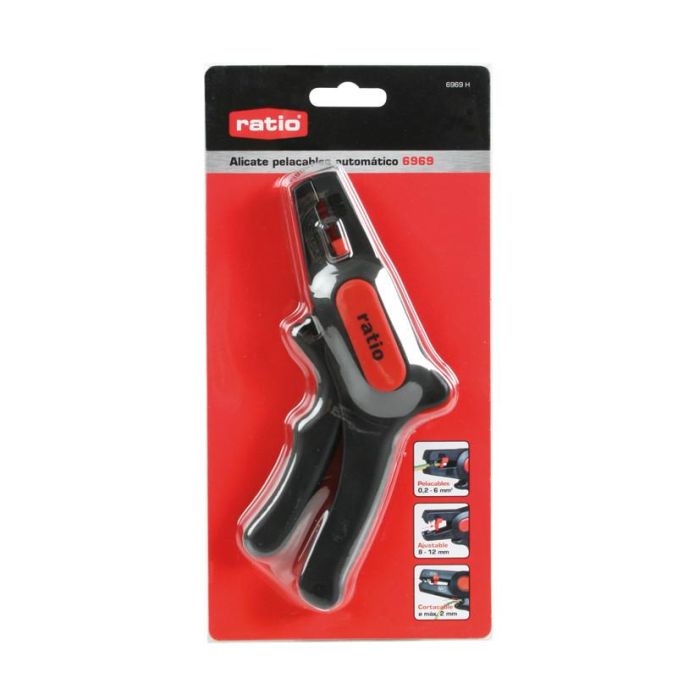 RATIO 6969 Alicate Pelacables Automático con Cuchilla Acero SK5 y Selector de Longitud