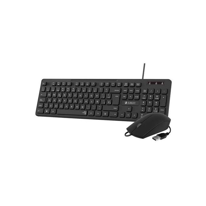 SUBBLIM Combo Business Slim Silencioso con cable USB Negro