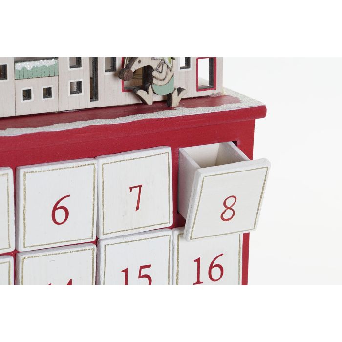 DKD Home Decor Calendario Adviento Navidad Tradicional Blanco Rojo Pueblo 8.5 x 38 x 32 cm 3