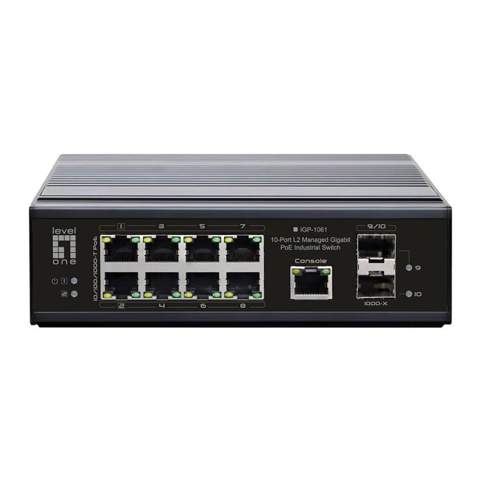 LevelOne IGP-1061 Switch Gestionado L2 8 Puertos Gigabit Ethernet 2 SFP 240W 8xPoE+ Industrial -40 a 75°C 1 LevelOne IGP-1061 Switch Gestionado L2 8 Puertos Gigabit Ethernet 2 SFP 240W 8xPoE+ Industrial -40 a 75°C 1
