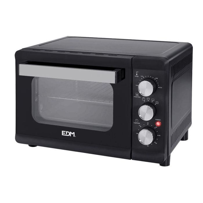 Edm Horno de Sobremesa Eléctrico 23 L, 1380 W, Temperatura 80-230°C, Temporizador 60 min, 4 Posiciones de Horneado
