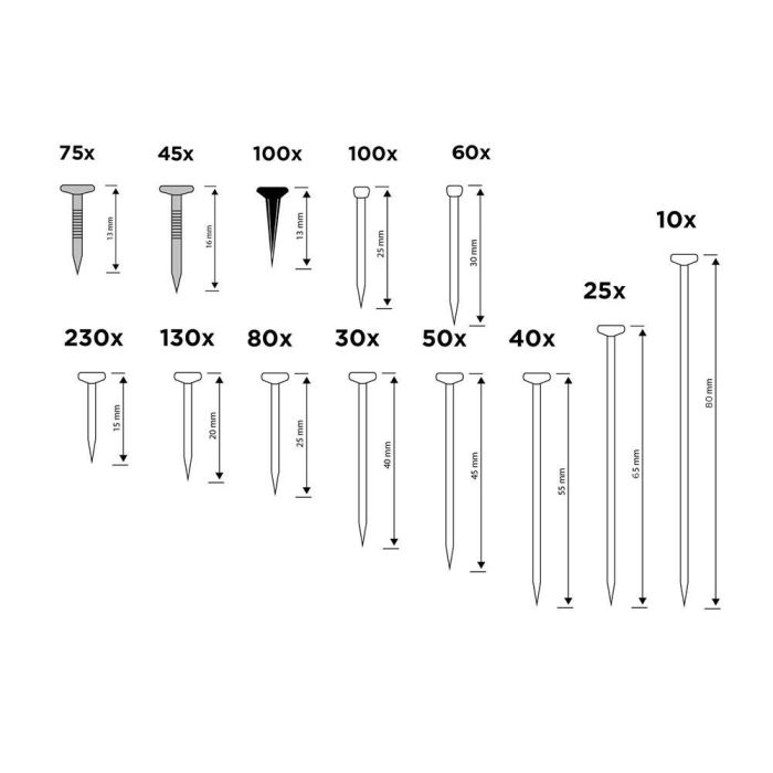 Surtido de clavos, 975 piezas st black+decker 1