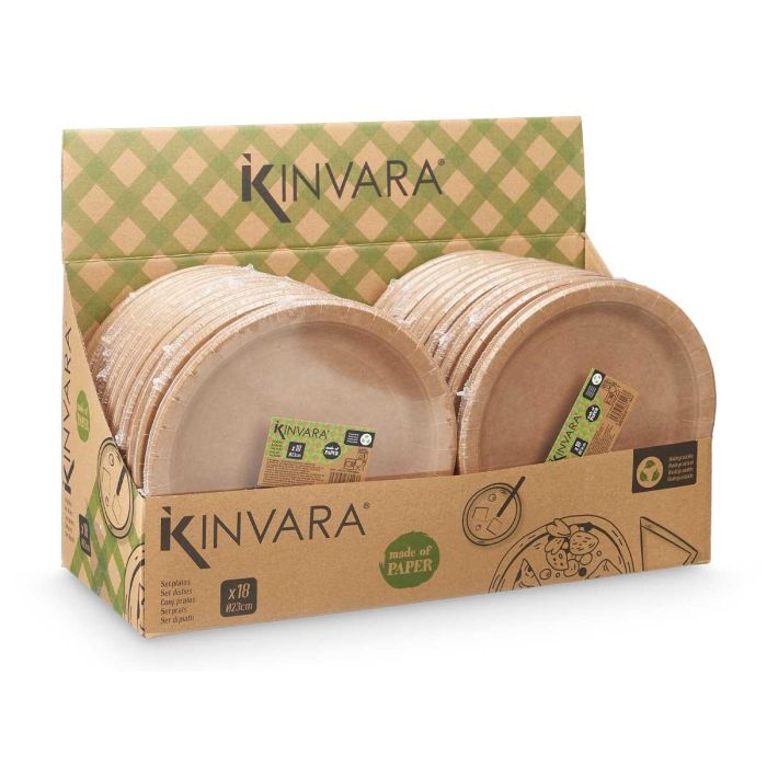 Set 18 Platos Kraft 23 cm Kinvara - Papel Natural (48 Unidades) 2 Set 18 Platos Kraft 23 cm Kinvara - Papel Natural (48 Unidades) 2