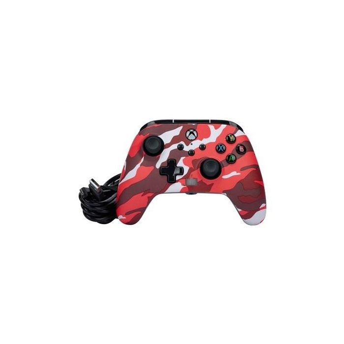 Power A Mando con Cable Enhanced para Xbox Series X|S, Xbox One, Windows 10/11 - Camuflaje Rojo, Botones de Juego Avanzados, Cable USB 3m 6