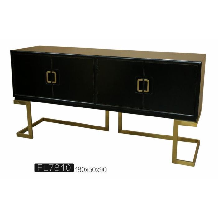 DKD Home Decor Buffet Oriental Blanco, Mueble Aparador con Almacenaje en Madera de Álamo y Metal. Medidas: 178 cm Ancho x 50 cm Fondo x 90 cm Alto