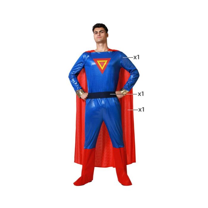 Disfraz Héroe Cómic Superpoderes Azul Adulto Hombre Talla M-L para Carnaval y Fiestas, Incluye Mono, Capa y Cinturón 0 Disfraz Héroe Cómic Superpoderes Azul Adulto Hombre Talla M-L para Carnaval y Fiestas, Incluye Mono, Capa y Cinturón 0