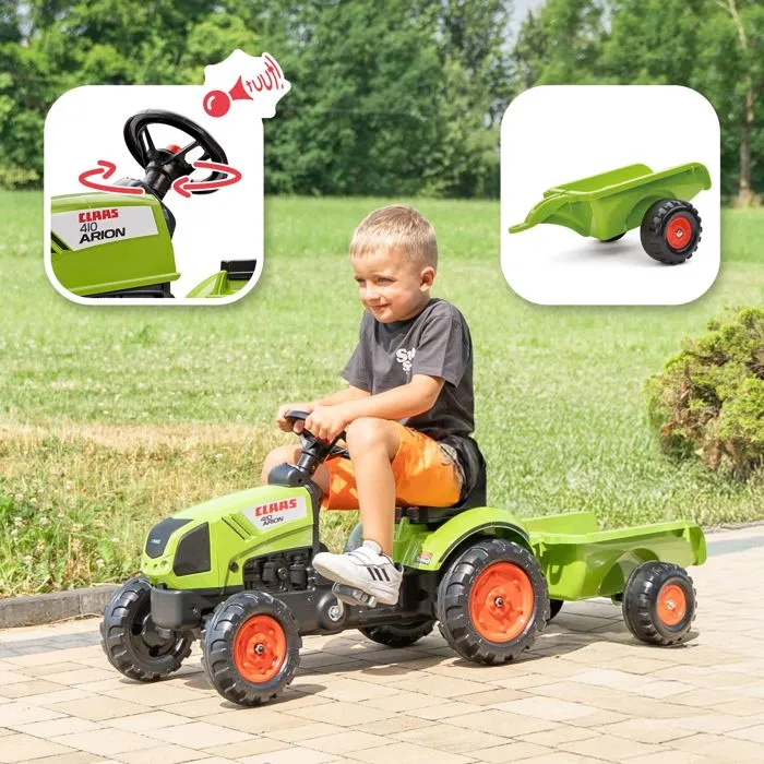 Falk Tractor de Pedal Claas Arion 410 con Remolque para Niños 2