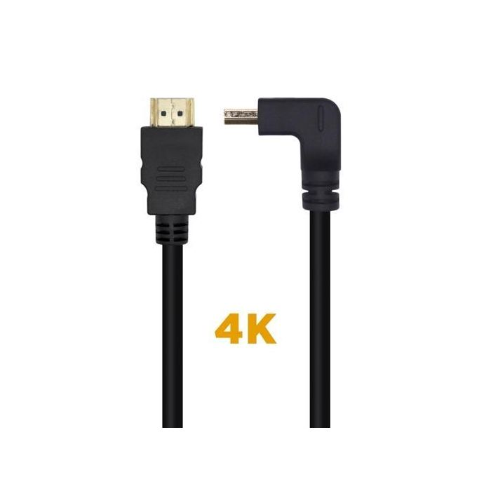 Aisens Cable HDMI V2.0 Acodado Premium Alta Velocidad 4K@60Hz 18 Gbps Negro 2M
