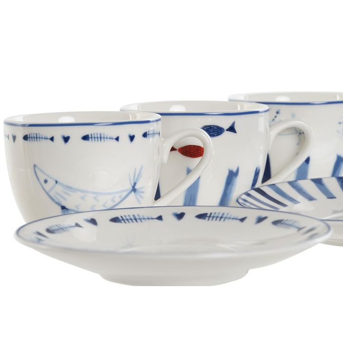 Taza Set Plato Atlantico DKD Home Decor Azul Blanco 6 x 5 x 8.5 cm (6 Unidades) 1 Taza Set Plato Atlantico DKD Home Decor Azul Blanco 6 x 5 x 8.5 cm (6 Unidades) 1
