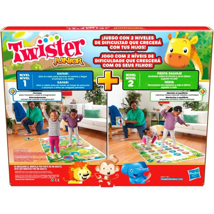 Hasbro Gaming F7478 Twister Junior juego 2 en 1 que crece para niños +3 años: Safari Animales y Fiesta Salvaje 1 Hasbro Gaming F7478 Twister Junior juego 2 en 1 que crece para niños +3 años: Safari Animales y Fiesta Salvaje 1