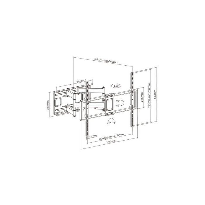 AISENS - SOPORTE PRO GIRATORIO, INCLINABLE Y NIVELABLE PARA MONITOR/TV 120KG DE 60-120, NEGRO 3 AISENS - SOPORTE PRO GIRATORIO, INCLINABLE Y NIVELABLE PARA MONITOR/TV 120KG DE 60-120, NEGRO 3