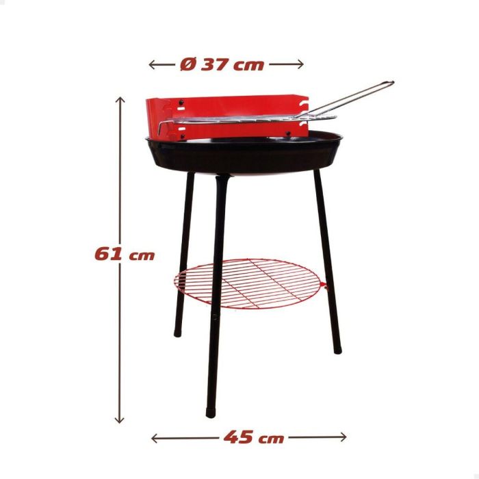 Barbacoa Portátil Aktive Madera Hierro Ø 38 cm 37 x 61 x 45 cm (6 Unidades) Rojo 2