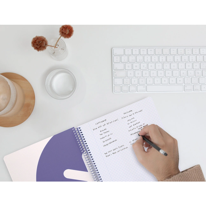 Antartik Cuaderno Espiral A4 Micro Tapa Dura 80h 100 gr Cuadro 5 mm Color Lavanda 11