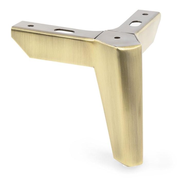 Q&Q Pata Metálica Vector H120 de Metal Duradero, Altura 120mm, Acabado Pulido Latón Cepillado, Ideal para Sofás y Muebles 1