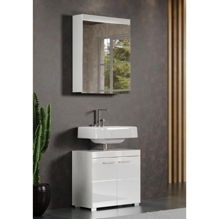 Mueble de baño AMANDA - 2 puertas con espejo - L60 x P17 x H77 cm - Blanco - TRENDTEAM 1