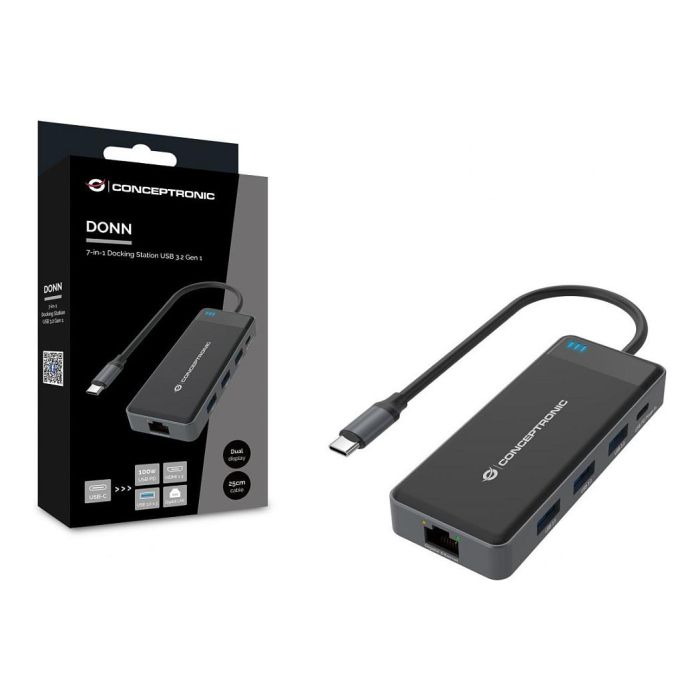 Conceptronic DONN14G Adaptador USB-C Multipuerto 7 en 1 a HDMI 4K, USB-C PD 100W, USB 3.0, GbE 5 Conceptronic DONN14G Adaptador USB-C Multipuerto 7 en 1 a HDMI 4K, USB-C PD 100W, USB 3.0, GbE 5