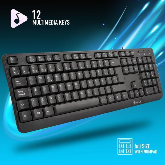 Teclado NGS NGS-KEYBOARD-0344 Negro 1 Teclado NGS NGS-KEYBOARD-0344 Negro 1