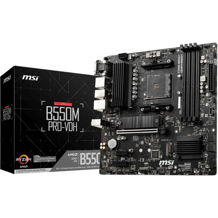 MSI B550M PRO-VDH Placa Base AMD B550 Zócalo AM4 micro ATX para Ryzen 3000 Series DDR4 128GB 0 MSI B550M PRO-VDH Placa Base AMD B550 Zócalo AM4 micro ATX para Ryzen 3000 Series DDR4 128GB 0