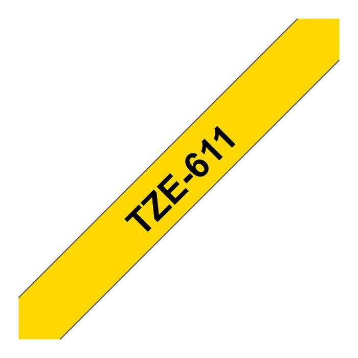 Brother TZE-611 Cinta de Etiquetar Negro sobre Amarillo 6mm para Rotuladoras Brother 0 Brother TZE-611 Cinta de Etiquetar Negro sobre Amarillo 6mm para Rotuladoras Brother 0
