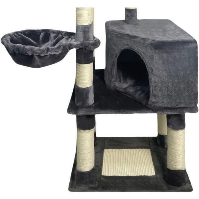 SWIFTY Árbol para gatos - 55 x 40 x 138 cm - Gris oscuro - 3 plataformas, 1 percha, 1 nicho, postes rascadores 4 SWIFTY Árbol para gatos - 55 x 40 x 138 cm - Gris oscuro - 3 plataformas, 1 percha, 1 nicho, postes rascadores 4