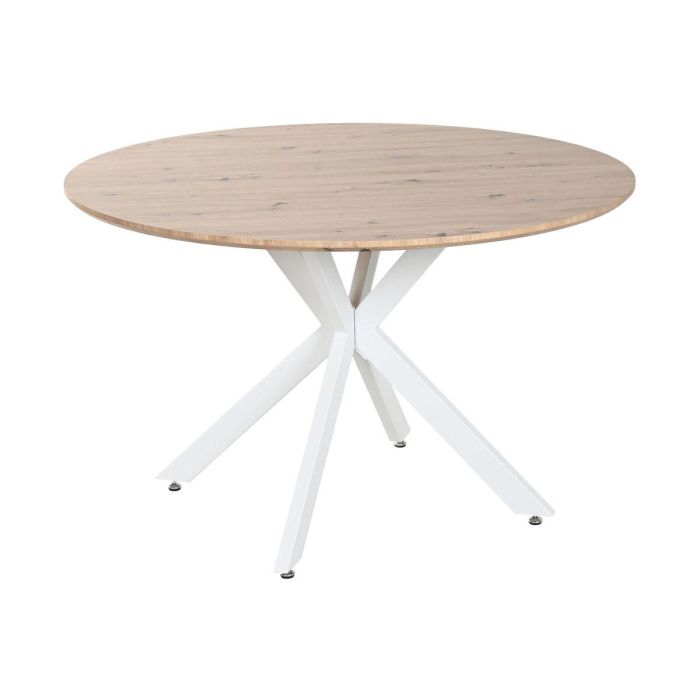 Mesa de Comedor Home ESPRIT Blanco Marrón Hierro Madera MDF 120 x 120 x 75 cm Mesa de Comedor Home ESPRIT Blanco Marrón Hierro Madera MDF 120 x 120 x 75 cm
