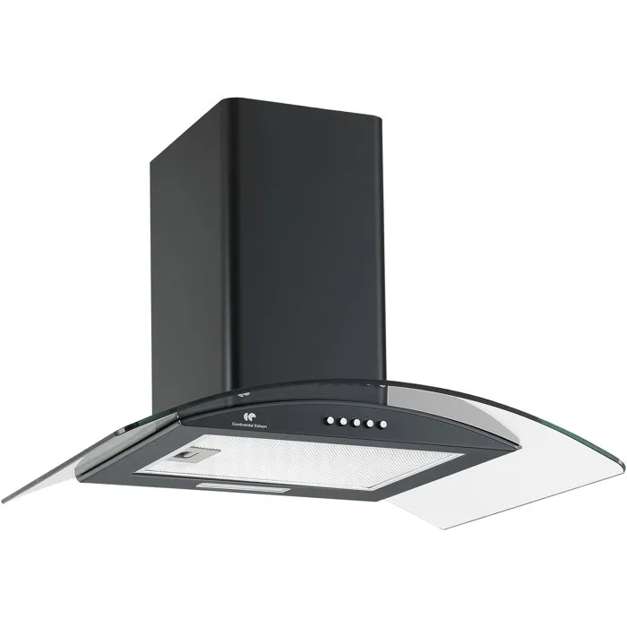 Continental Edison Campana Extractora Decorativa CEH60GB2 - Negro / Cristal, Clase A, 60 x 47 x 50.84 cm