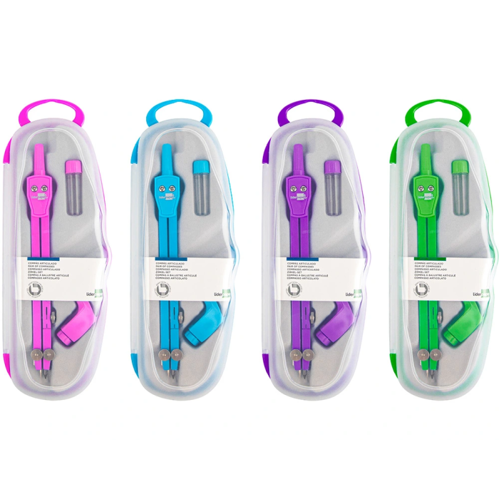 Liderpapel Compás Articulado con Adaptador Universal, Minas 2mm, Estuche Incluido, Colores Surtidos, Longitud 14cm 1 Liderpapel Compás Articulado con Adaptador Universal, Minas 2mm, Estuche Incluido, Colores Surtidos, Longitud 14cm 1
