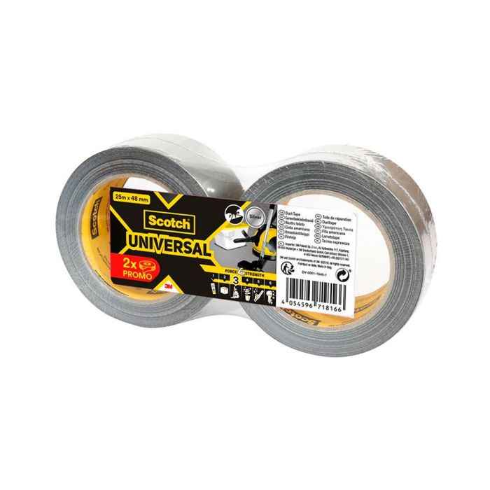 Cinta americana universal 3 25 m x 48 mm, gris, 2 rollos Cinta americana universal 3 25 m x 48 mm, gris, 2 rollos