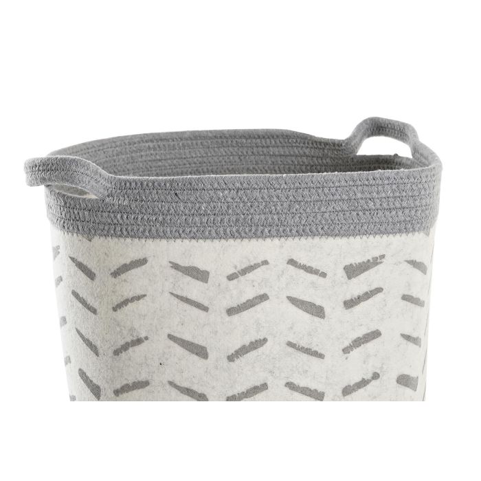 DKD Home Decor Cesta Basicos Gris Blanco Algodon Set de 3 Piezas 35 x 40 x 35 cm 2