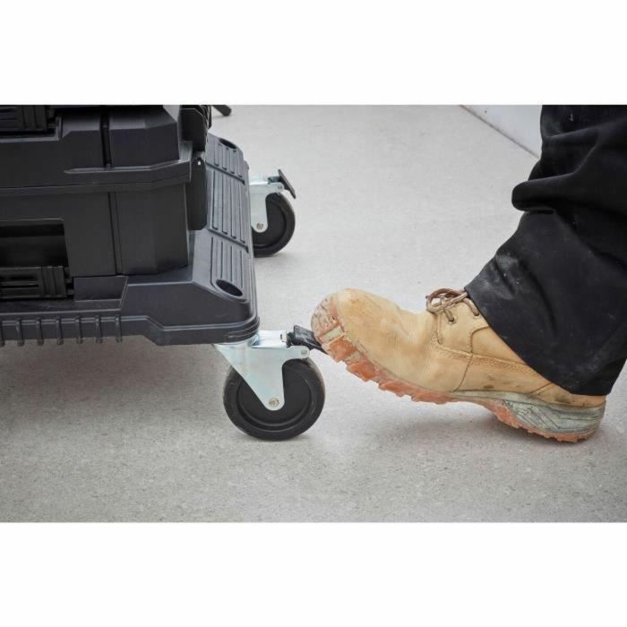 Stanley FMST1-71972 Módulo de Rodillos TSTAK FATMAX, 4 Ruedas 360° con Freno, Resina Resistente, Compatible PRO-STACK 9