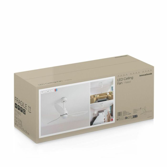 Ventilador de Techo con Luz LED y 3 Aspas ABS Flaled InnovaGoods Blanco 36 W 52" Ø132 cm 1 Ventilador de Techo con Luz LED y 3 Aspas ABS Flaled InnovaGoods Blanco 36 W 52" Ø132 cm 1