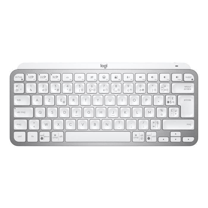 Teclado inalámbrico Logitech - MX Keys Mini - GRIS PÁLIDO - Compacto, Bluetooth, retroiluminado para MAC, iOS, Windows, Linux, Android