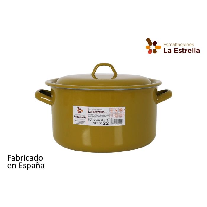 Olla Recta con Tapa 22 cm Verde - La Estrella (6 Unidades) Olla Recta con Tapa 22 cm Verde - La Estrella (6 Unidades)
