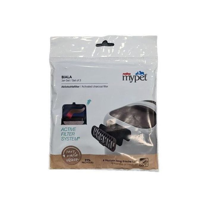 Rotho Mypet Filtro de Carbón para Arenero Gatos Biala Eco Toilet | Pack de 3 | Neutraliza Olores y Mantiene Ambiente Fresco 3