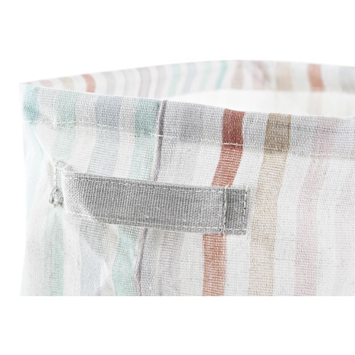 DKD Home Decor Cesta Shabby Blanco Multicolor Algodón Poliéster Set 3 Piezas 25 x 22 x 35 cm Colección Casablanca 2022 2