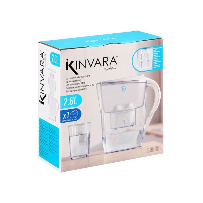 Kinvara Jarra Purificadora de Agua con Filtro 2,6L - 26x26,5x10,8 cm (6 Unidades) 1 Kinvara Jarra Purificadora de Agua con Filtro 2,6L - 26x26,5x10,8 cm (6 Unidades) 1