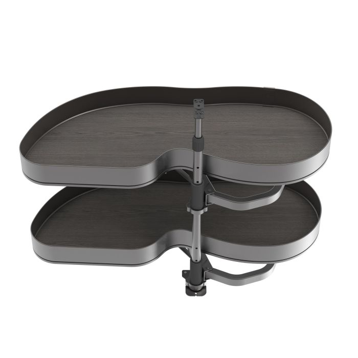 Emuca Sistema de rincón extraíble Lake Harmony para mueble de cocina, Izquierda, Altura regulable, Acero y Madera, Gris antracita