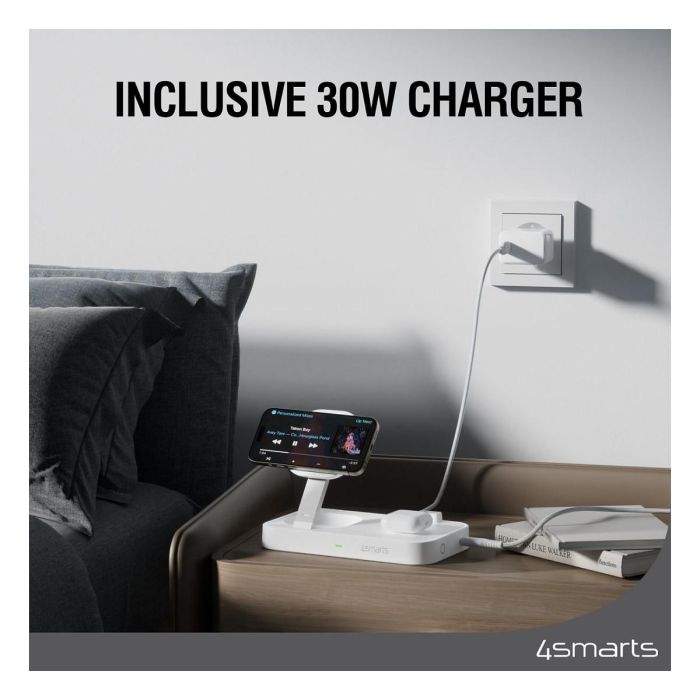 4smarts Qi2 Estación de Carga Inalámbrica Trident, Blanco, 25W 4