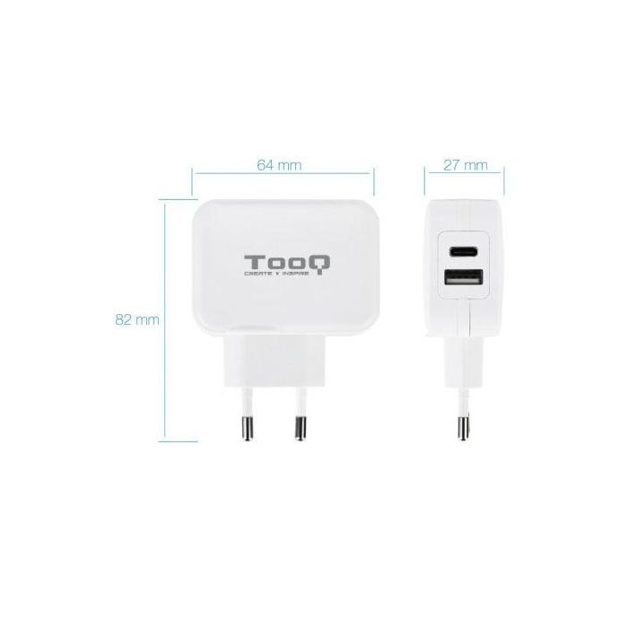 Cargador Pared Doble Tooq Usb Tipo 2 Cargador Pared Doble Tooq Usb Tipo 2