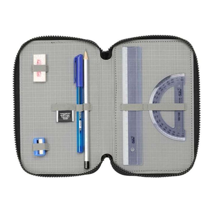 Plumier Triple Teenage Mutant Ninja Turtles Negro Gris 12,5 x 19,5 x 5,5 cm 36 Piezas 2