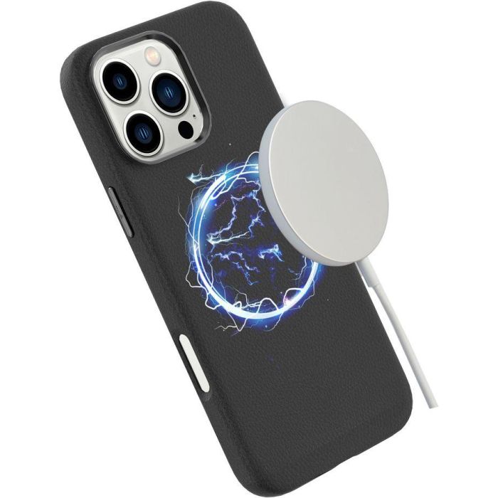 eSTUFF Funda INFINITE VENICE de cuero magnético para iPhone 16 Pro - Negra, 86% material reciclado