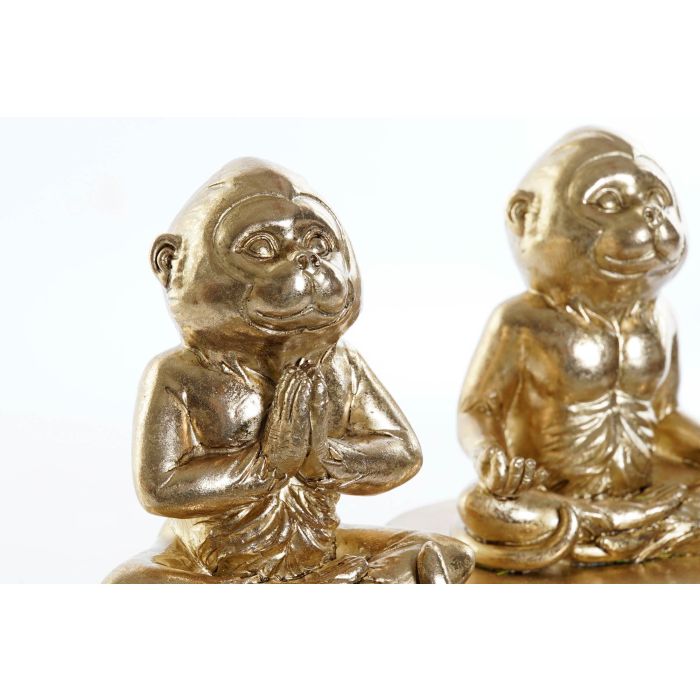 DKD Home Decor Figura Decorativa Colonial Mono Cajón Resina Dorado - 10.6x14.8x11 cm - Set 4 Unidades Surtidas 1