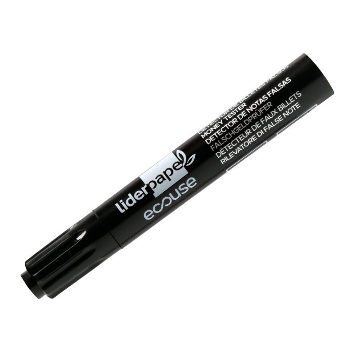 Liderpapel Rotulador Detector de Billetes Falsos Ecouse Cuerpo Plástico 100% Reciclado Verificador Euro y Divisas Trazo 3mm 1