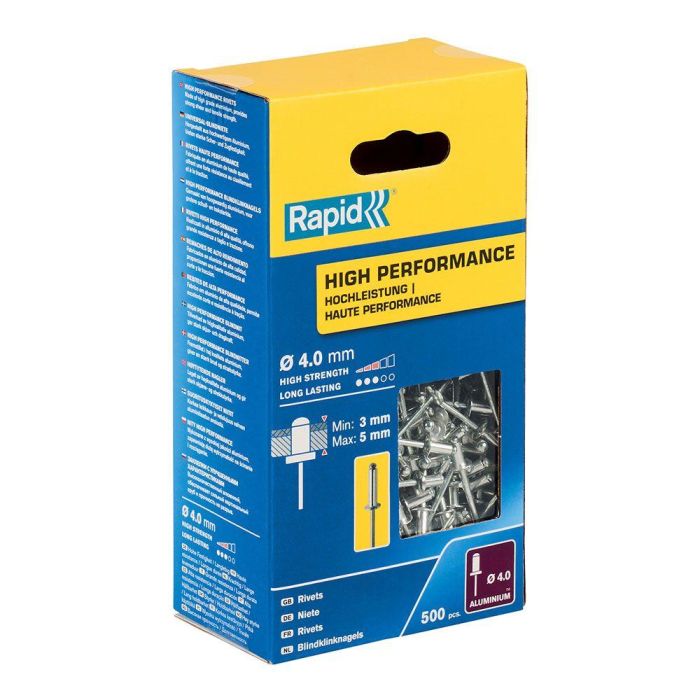 Rapid Caja 500 Remaches Ø4x8mm 5001432 - Aluminio de Alto Rendimiento para Aplicaciones Expuestas Rapid Caja 500 Remaches Ø4x8mm 5001432 - Aluminio de Alto Rendimiento para Aplicaciones Expuestas