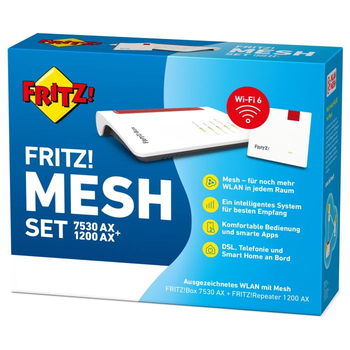 AVM FRITZ!Mesh Set 7530 AX + 1200 AX Wi-Fi 6 Sistema de Malla Doble Banda 2400 Mbit/s Color Rojo y Blanco 4 AVM FRITZ!Mesh Set 7530 AX + 1200 AX Wi-Fi 6 Sistema de Malla Doble Banda 2400 Mbit/s Color Rojo y Blanco 4